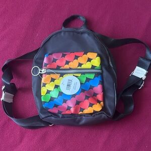 Source Unknown Black Mini Backpack with Rainbow Heart Pocket